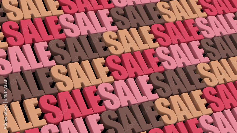 Fototapeta premium SALE pattern. Colorful background. Abstract illustration, 3d render.