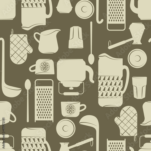 retro pattern with kitchen utensils