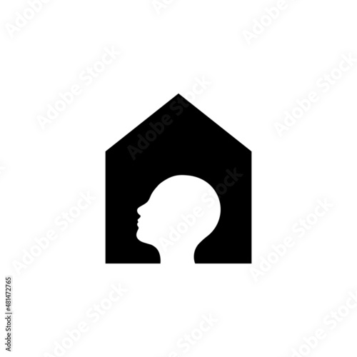 stay home isolated icon human in house modern logo