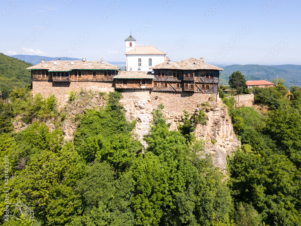 Fototapeta premium Aerial view of Medieval Glozhene Monastery, Bulgaria