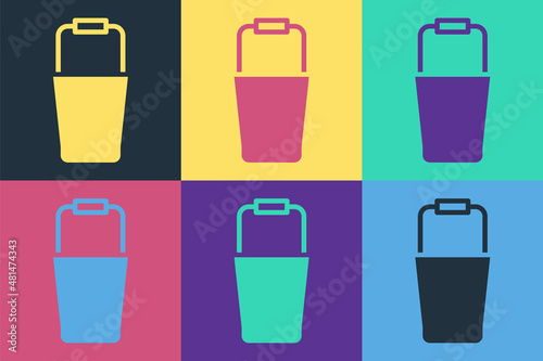Pop art Sauna bucket icon isolated on color background. Vector