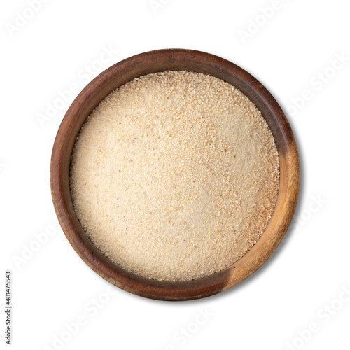 Manioc flour in a bowl isolated over white background
