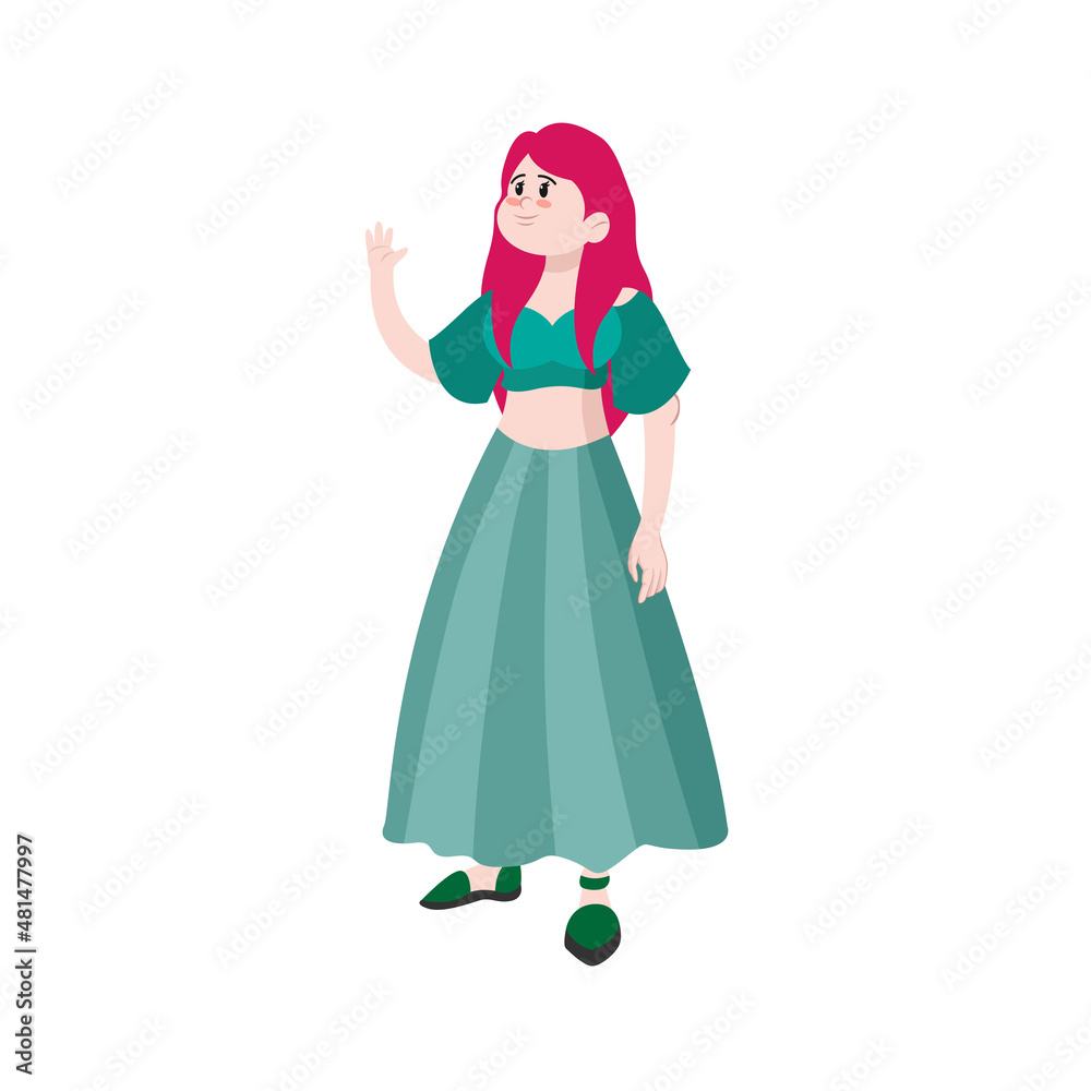 Isolated happy beautiful young woman Vector illustration