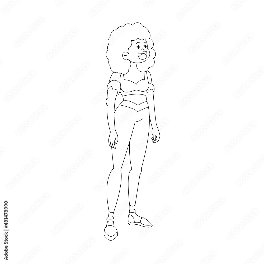 Isolated afro american young lady Vector illustration