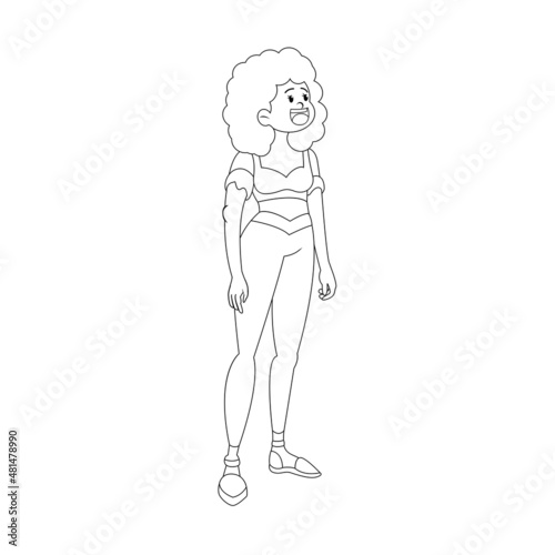 Isolated afro american young lady Vector illustration