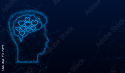 Heart head plexus , great design for any purposes. 3d vector illustration. Mental health concept. Health care concept.