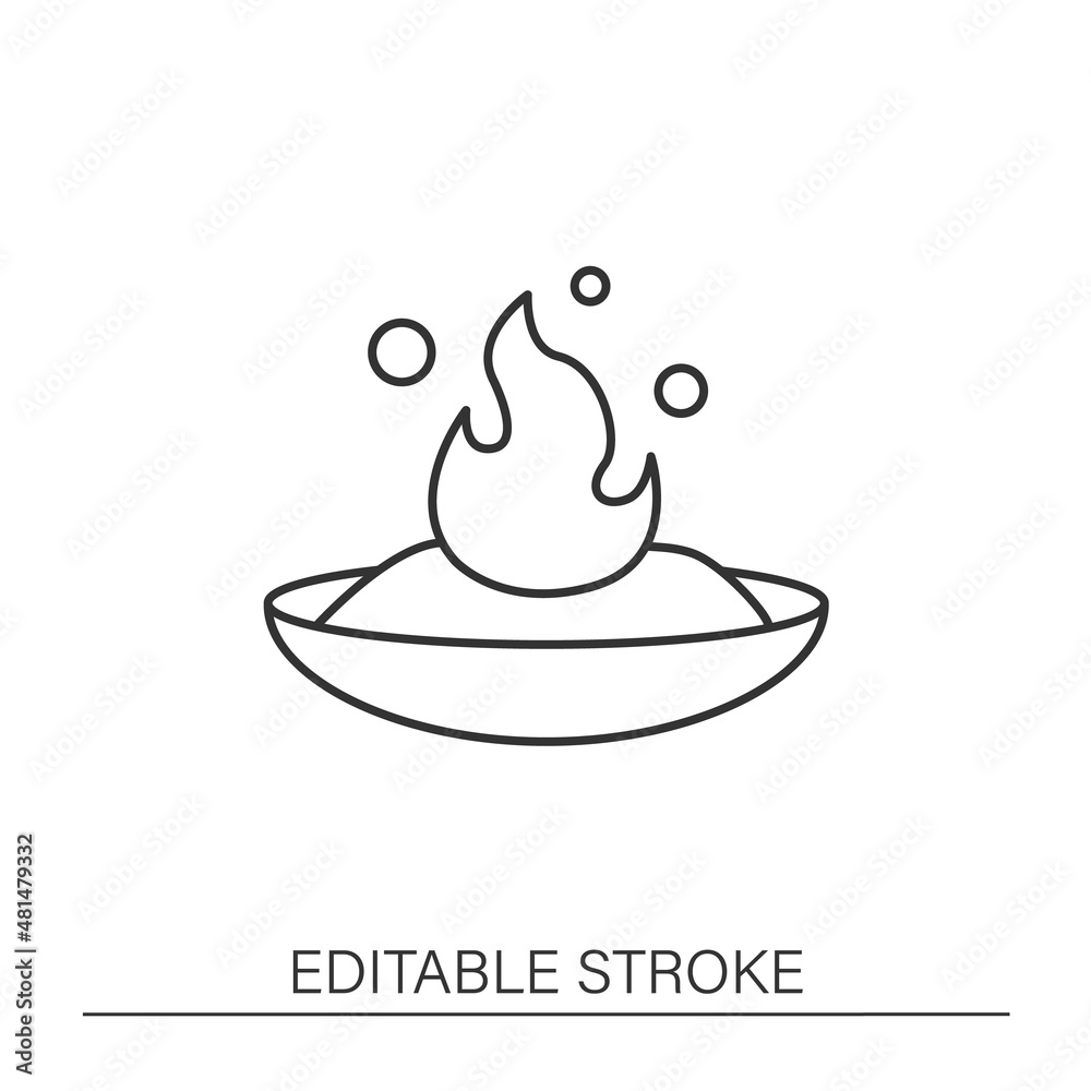 Diet line icon. Fat burner on plate. Burning calories. Energy value. Nutrition facts concept. Isolated vector illustration. Editable stroke Diet line icon. Fat burner on plate. Burning calories. Energy value. Nutrition facts concept. Isolated vector illustration. Editable stroke