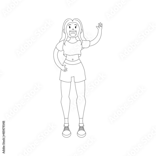 Isolated happy beautiful young woman Vector illustration