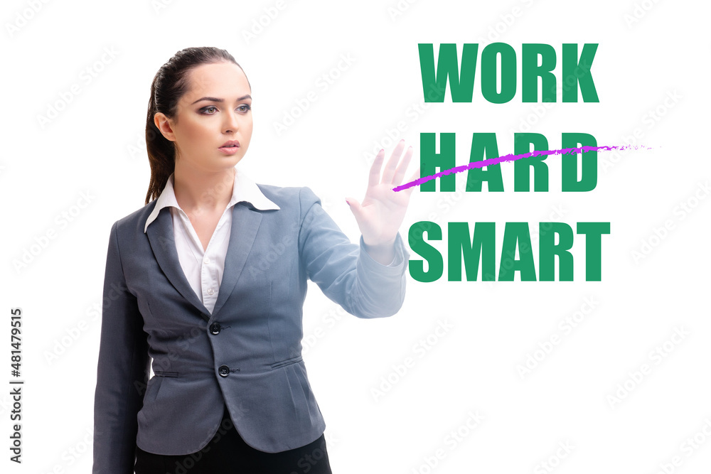 Businesswoman in working smart not hard concept Businesswoman in working smart not hard concept