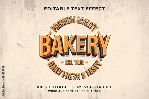Editable text effect - Bakery Vintage Logo template style premium vector