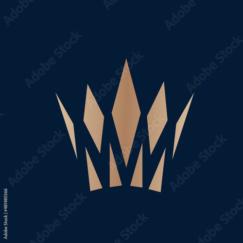 abstract vector gold crown logo on dark background luxury royal logo