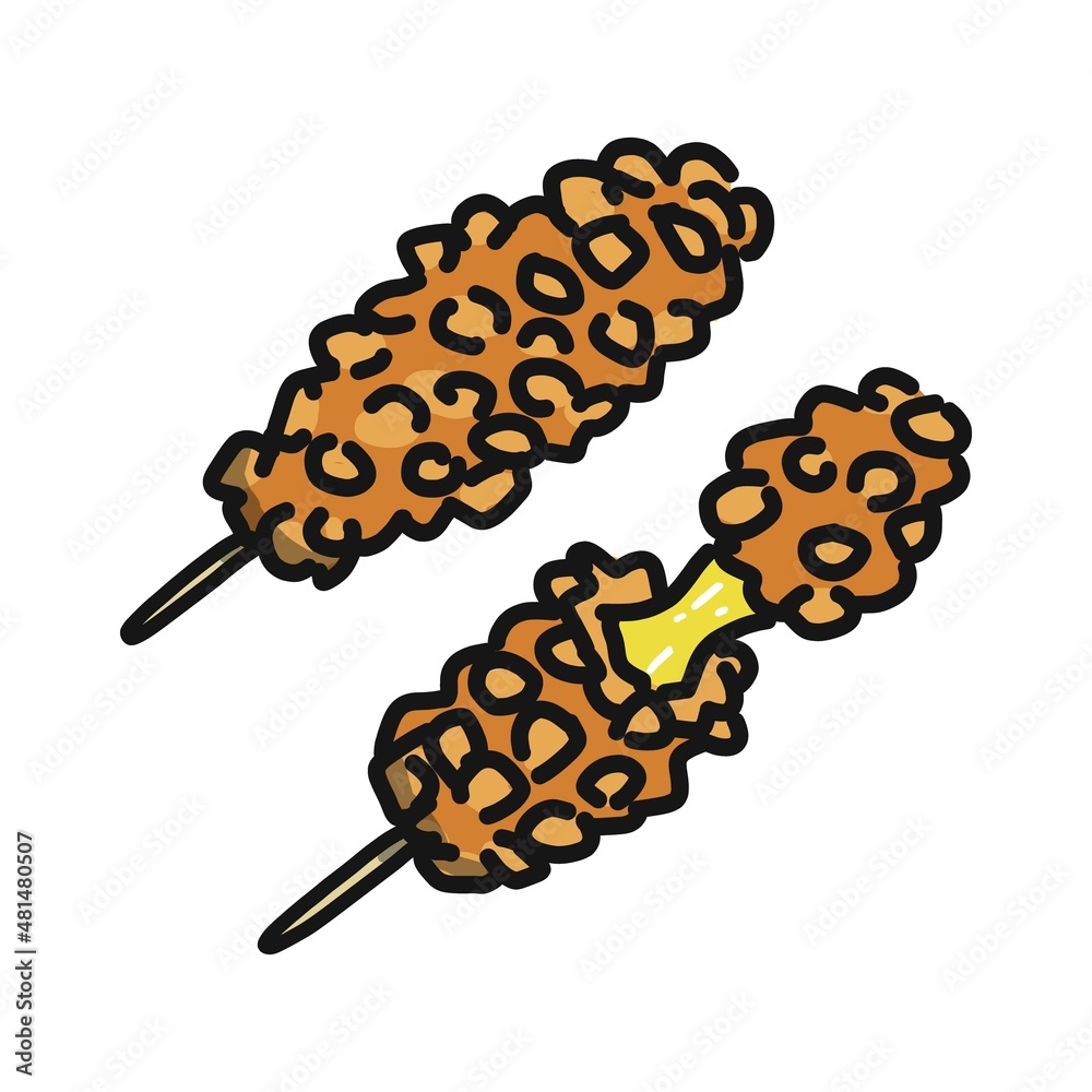 韓国風のアメリカンドッグ ハットグ ハッドグ のイラスト Stock Vector Adobe Stock