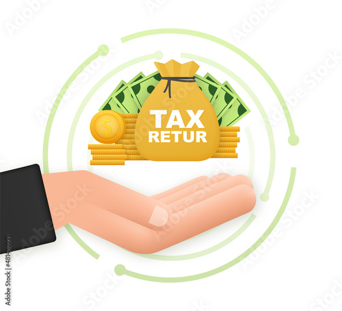 Tax return in flat style. Flat vector illustration. Online tax payment.