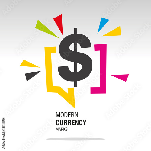 Dollar modern colorful currency sign icon sticker