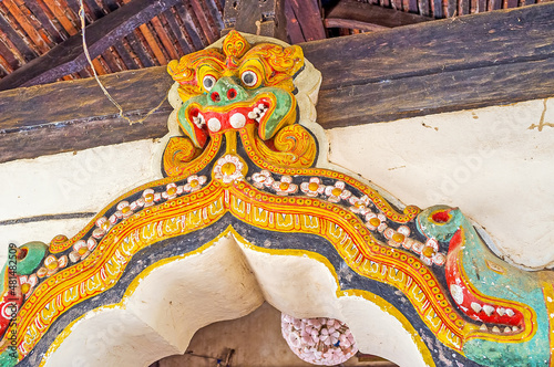 The ancient Dragon's Arch, Embekka Dewalaya Temple, Udunuwara, Sri Lanka. photo