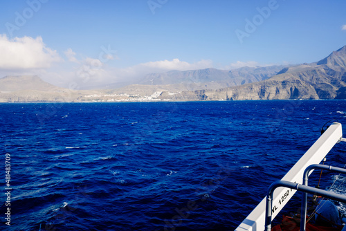 Coast of Gran Canaria and port of Agaete seen from the sea. © Joaquin Corbalan