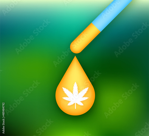 Creative cannabis leaf tear vector logo icon. Template for CBD Cannabidiol. Vector illustration