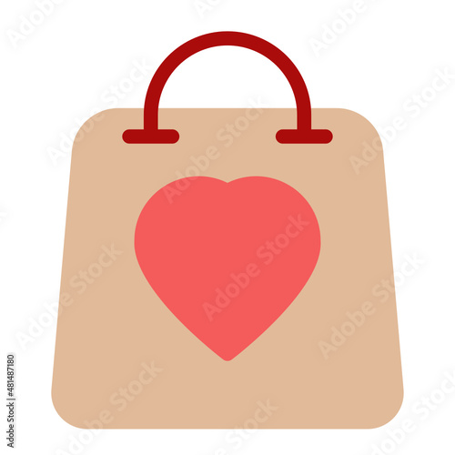 Bag love icon logo flat style vector