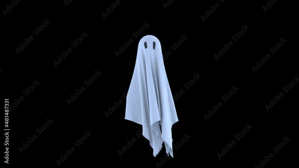 The ghost rises from the sheet, waves its arms, and finally disappears. Transparent background.
The ghost rises from the sheet, waves its arms, and finally disappears. Transparent background.