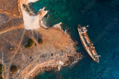 Sunken ship off the coast of Paphos, Cyprus