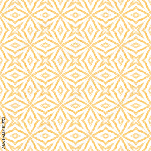 Mosaic seamless pattern. Yellow symmetrical