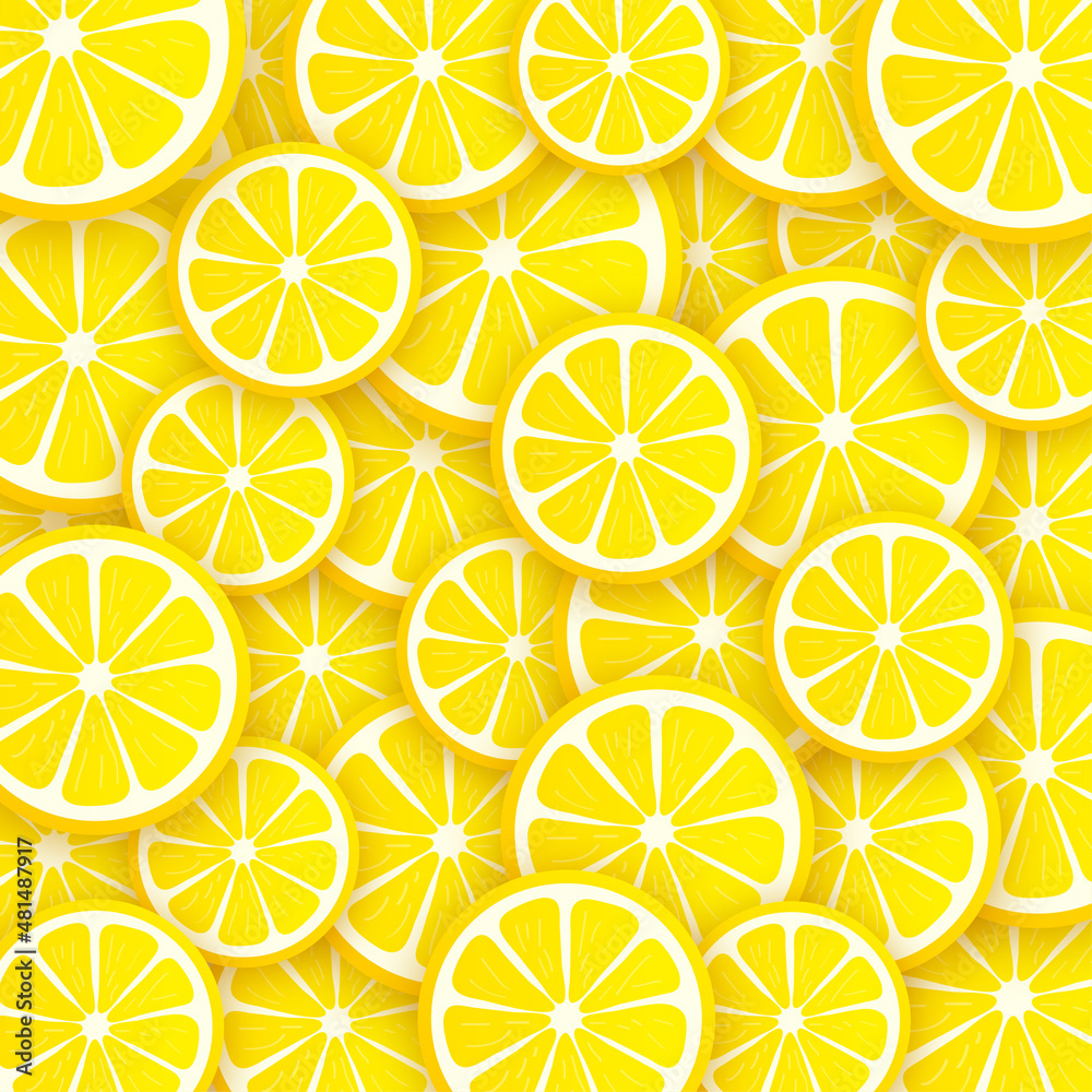 Lemon sticker pattern. Yellow lemon vector illustration isolated on white background.