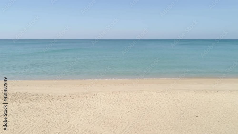 Phuket sea beautiful waves crashing on beach Aerial view waves break on sand beach