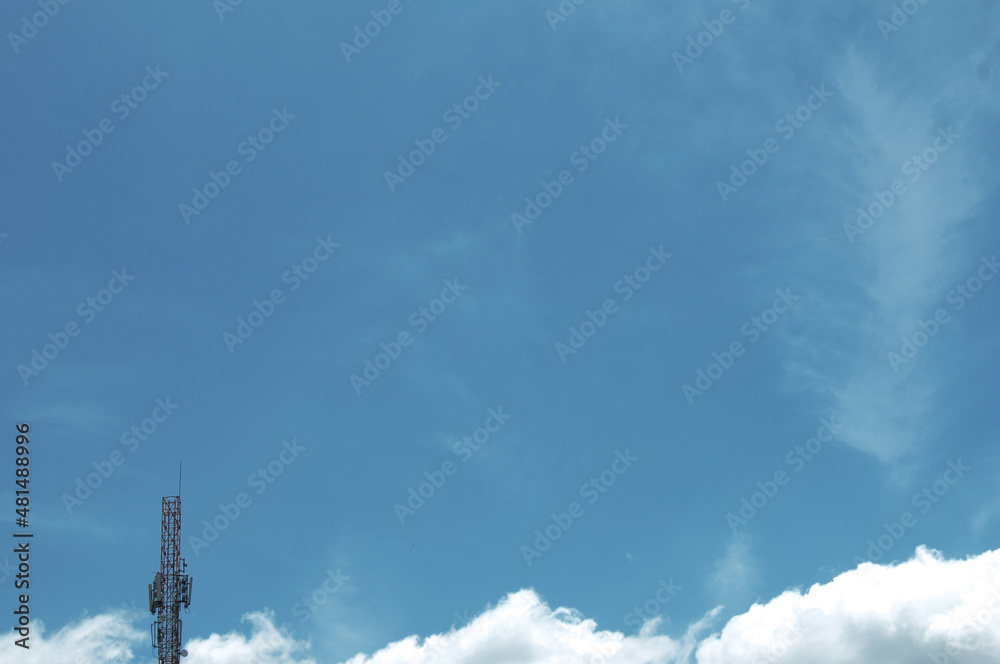 Phone tower minimalist with blue sky Phone tower minimalist with blue sky