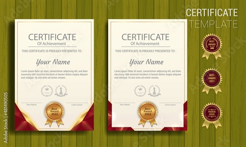 Two set certificate template with dynamic and futuristic polygonal color and simple background.