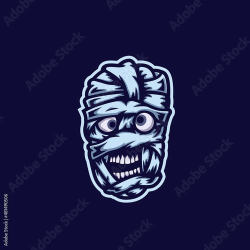 mummy mascot logo e-sport vector illustration. egyptian zombie character