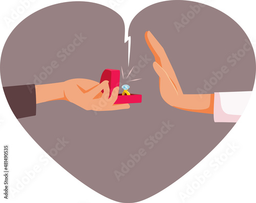 Woman Rejecting Engagement Ring Vector Cartoon Illustration