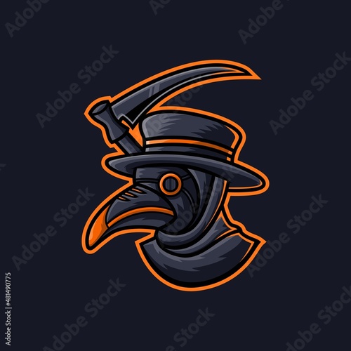 doctor plague mascot logo e-sport vector illustration. character epidemic doctor