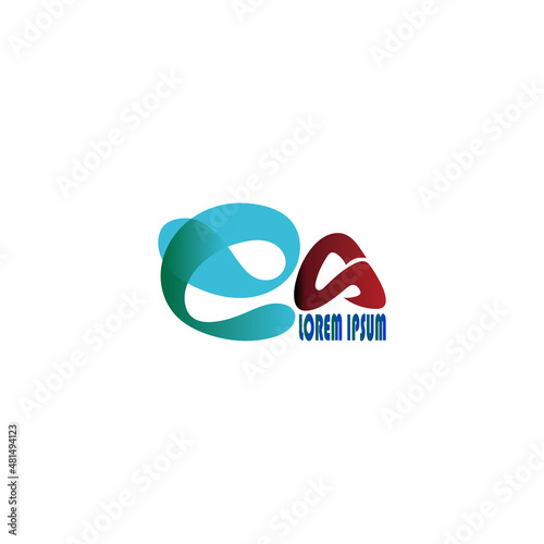 ea or ae Cursive Letter Initial Logo Design, Vector Template