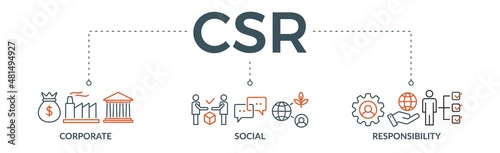 CSR Banner web icon vector illustration for business and organization, Corporate social responsibility and giving back to the community