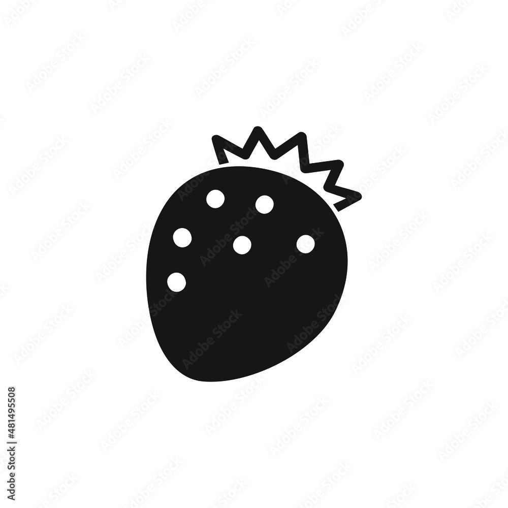 Black single strawberry line icon. Simple health fruit flat design ...
