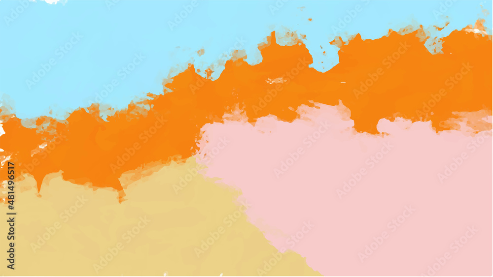 Blue, orange and pink watercolor background for your design, watercolor background concept, vector.
