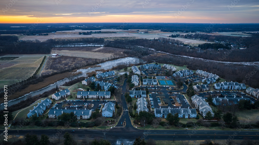 Drone Sunrise in Plainsboro Cranbury Princeton