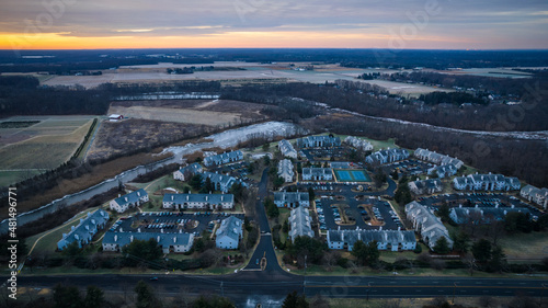 Drone Sunrise in Plainsboro Cranbury Princeton