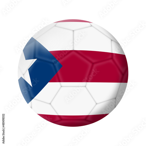 Puerto Rico soccer ball football 3d illustration with clipping path