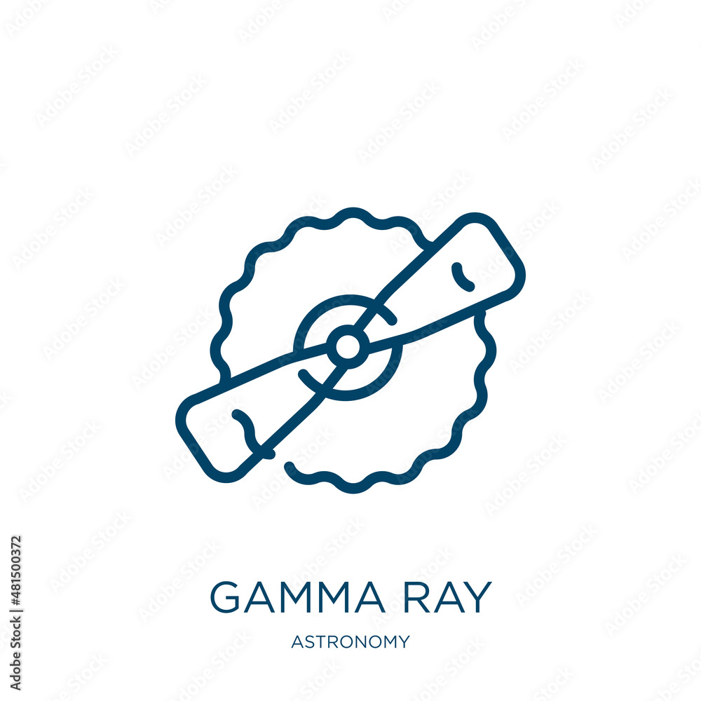 gamma ray icon from astronomy collection. Thin linear gamma ray, gamma, radiation outline icon isolated on white background. Line vector gamma ray sign, symbol for web and mobile - obrazy, fototapety, plakaty 