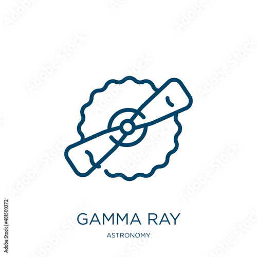 gamma ray icon from astronomy collection. Thin linear gamma ray, gamma, radiation outline icon isolated on white background. Line vector gamma ray sign, symbol for web and mobile