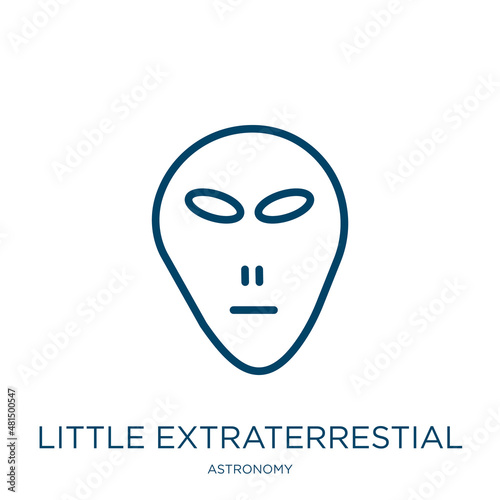 little extraterrestial icon from astronomy collection. Thin linear little extraterrestial, astronomy, martian outline icon isolated on white background. Line vector little extraterrestial sign, symbol