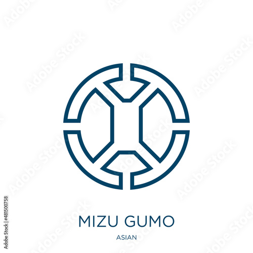 mizu gumo icon from asian collection. Thin linear mizu gumo, spike, chinese outline icon isolated on white background. Line vector mizu gumo sign, symbol for web and mobile photo