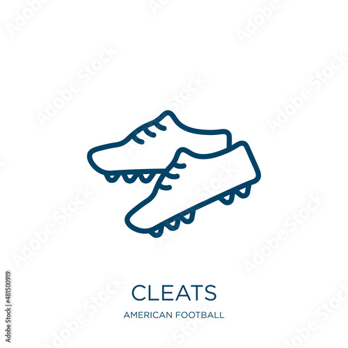 cleats icon from american football collection. Thin linear cleats, sport, soccer outline icon isolated on white background. Line vector cleats sign, symbol for web and mobile