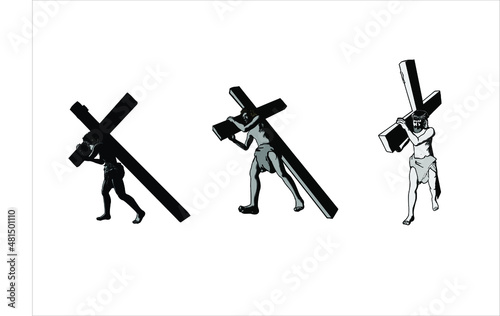 Jesus Christ carrying the cross Vector illustration