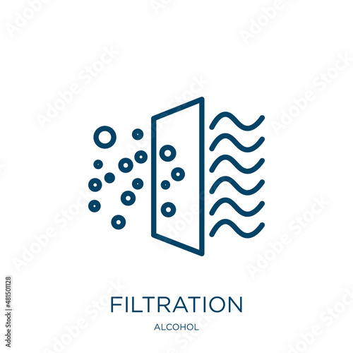 filtration icon from alcohol collection. Thin linear filtration, water, purification outline icon isolated on white background. Line vector filtration sign, symbol for web and mobile