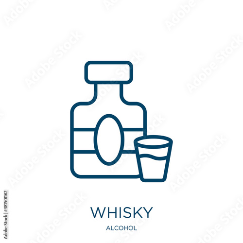 whisky icon from alcohol collection. Thin linear whisky, alcohol, drink outline icon isolated on white background. Line vector whisky sign, symbol for web and mobile