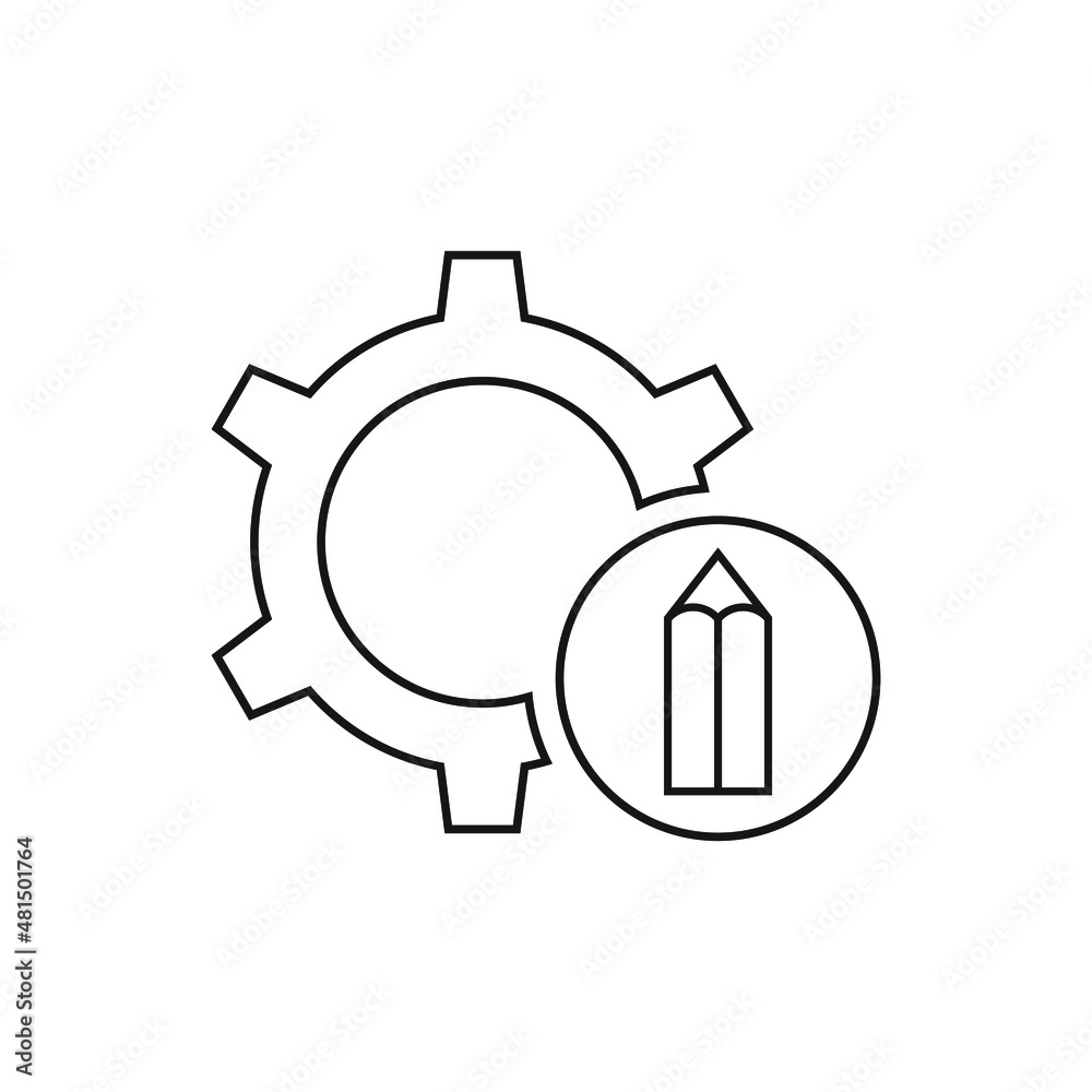 Pencil and cogwheel icon design isolated on white background Pencil and cogwheel icon design isolated on white background