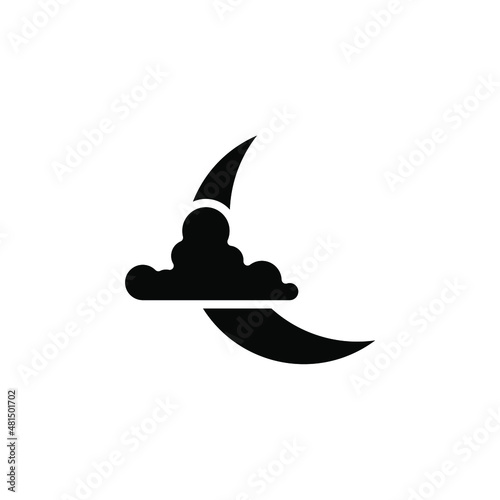 Moon, Night, Moonlight, Midnight Solid Icon, Vector, Illustration, Logo Template. Suitable For Many Purposes.