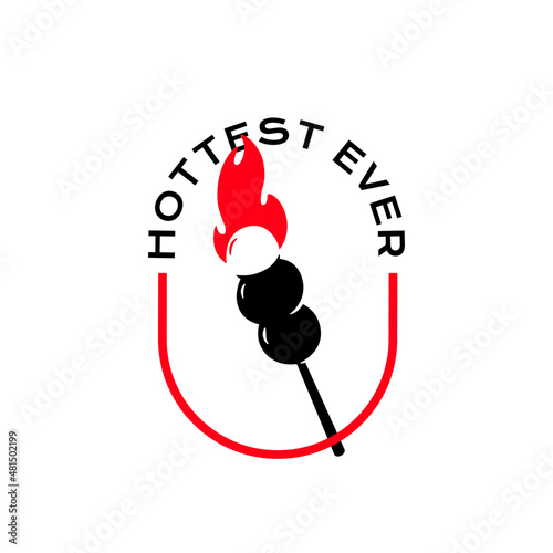 Hot burn grill meatball satay logo design inspiration